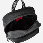 Top view inside the BOSS Ayden Black Backpack with Hugo Raised Logo.