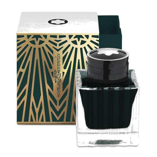 Montblanc's Meisterstück The Origin Collection Green Ink Bottle, 50 ml is part of a set of three colours.