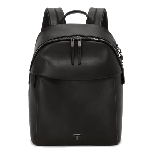 This Voyageur Black & Gunmetal Holland Backpack by TUMI is made out of plain leather with gunmetal trims.
