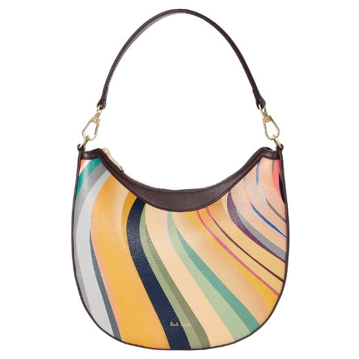 This 'Dusky Swirl' Leather Mini Hobo Bag by Paul smith is made with calf leather and cow leather trims.