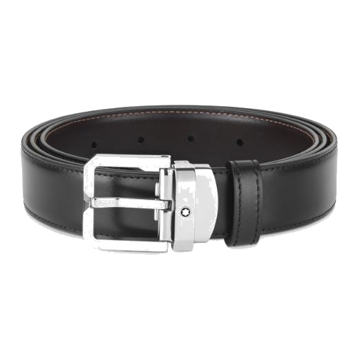 Montblanc's Square Pin Buckle Reversible Plain Leather Belt, 30 mm is made out of cowhide leather and has a smooth and sleek finish.