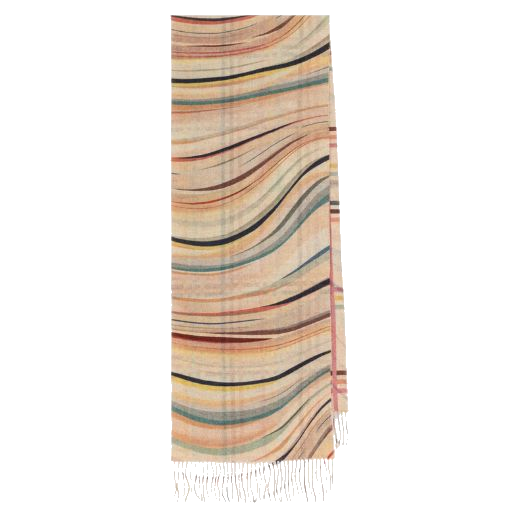 This Women's Wool & Cashmere Blend Check Swirl Scarf by Paul Smith is made out of a mix of wool and cashmere to give it a soft texture.