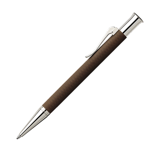 Guilloche Cognac Ballpoint Pen with Rhodium-Plated by Graf von Faber-Castell.