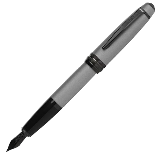 This Cross Bailey Matte Gunmetal Fountain Pen has shiny black trims to contrast the matte grey body.