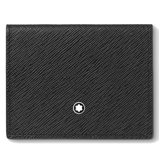 Montblanc's Sartorial 4CC Trio Black Saffiano Leather Card Holder with the snowcap emblem.