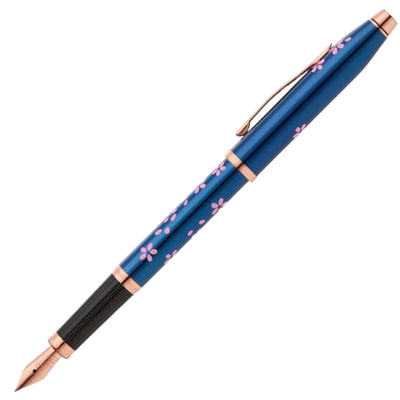 1 century ii cherry blossom fountain pen in blue pvd at0086wg 163mf