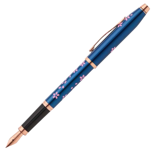 The Century II Cherry Blossom Fountain Pen in Blue PVD by Cross.