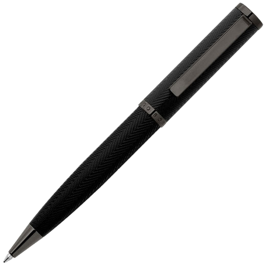 This Black & Gun Grey Formation Herringbone Ballpoint Pen has been created by Hugo Boss.