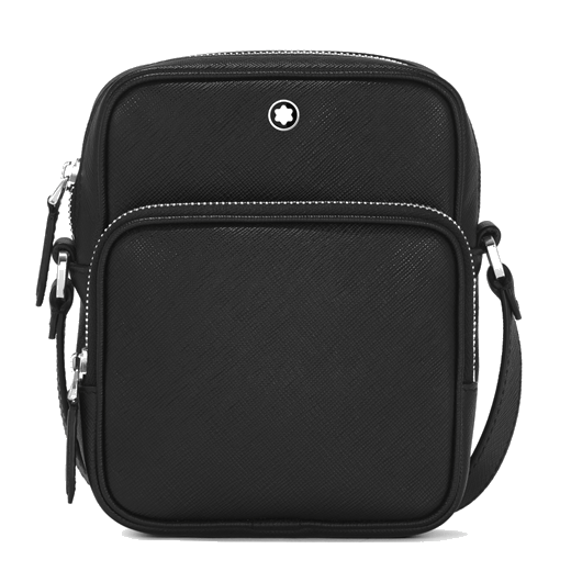 Montblanc's Sartorial Nano Messenger Bag in Black is made with saffiano leather.