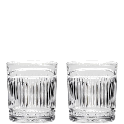 These Art Deco 2 x 33cl Large Tumblers have been designed by Royal Scot Crystal.