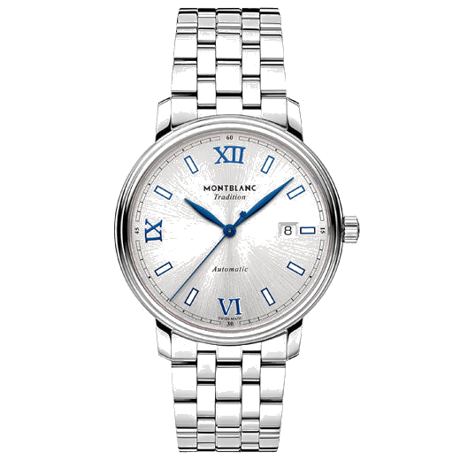montblanc tradition steel automatic silver watch