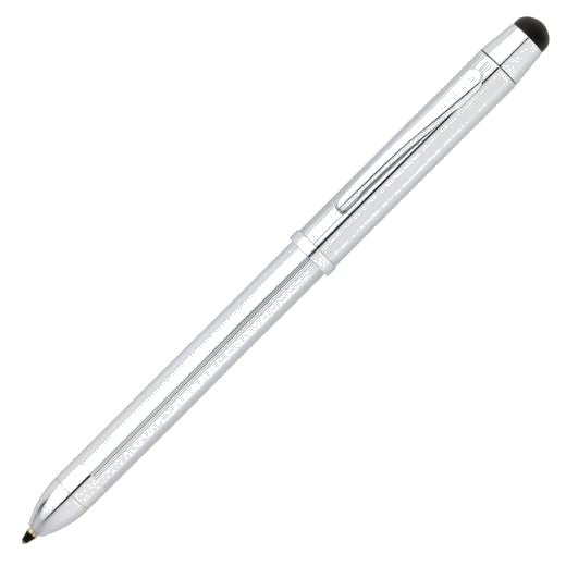 This Cross Tech3+ Chrome Multi-Function Ballpoint Pen has the brand name engraved on the clip in a subtle way.
