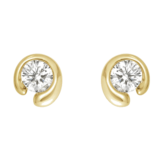 These 0.10 CT Yellow Gold Mercy Solitare Earrings have been designed by Georg Jensen.