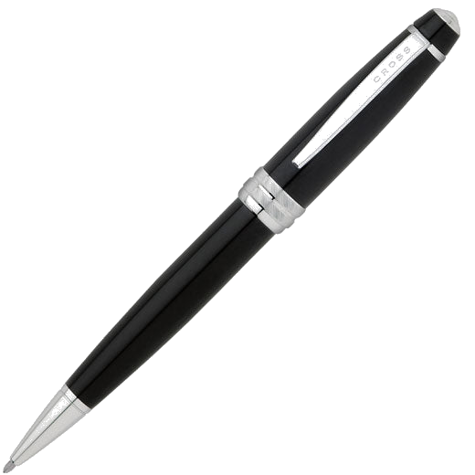 Cross Bailey black lacquer ballpoint pen with chrome fittings.