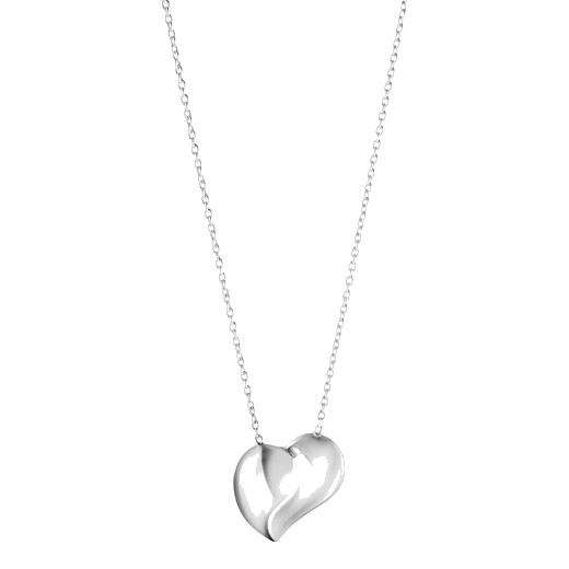 This Sterling Silver Heart Pendant 2023 Edition by Georg Jensen features two halves to make an asymmetrical heart.