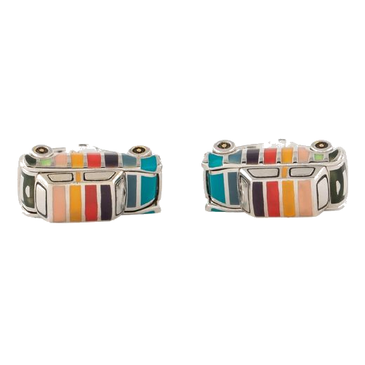 Paul Smith's Men's Silver 'Artist Stripe' Mini Cufflinks are made out of copper and zinc with an enamel inlay to add colour.