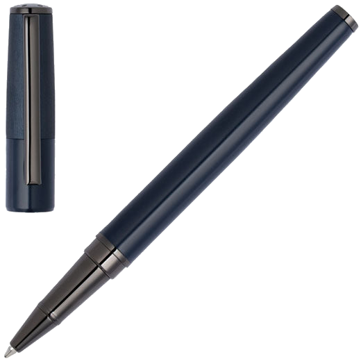 This Hugo Boss All Navy Gear Minimal Rollerball Pen can be engraved on the clip.