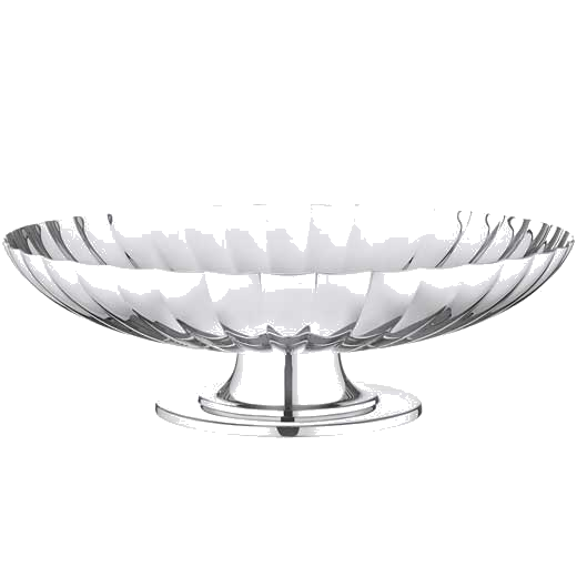 The Georg Jensen stainless steel dish on a stand.
