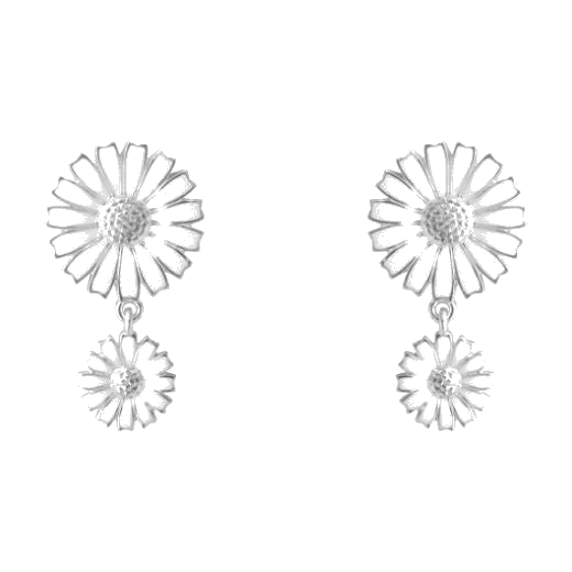 Georg Jensen's Sterling Silver & White Enamel Double Daisy Earrings are great for evenings and special occasions.