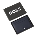 5 boss ray navy blue faux leather card holder with signature stripes 50542396 01 404