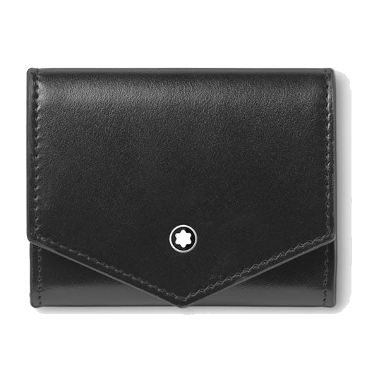 This Montblanc Meisterstück Black Leather Coin Case has been made out of cowhide leather with a shiny exterior.