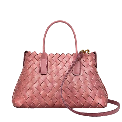 the goswell sienna pink small woven grab bag 1