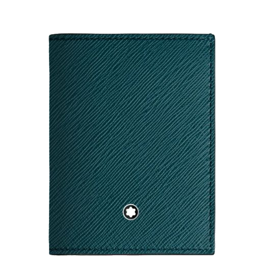 This Montblanc Sartorial 4CC Mini Wallet in Cyprus Blue has a bifold interior and can store multiple cards that fit neatly inside your pocket.