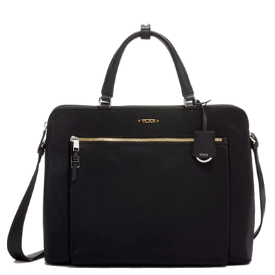 tumi black clare voyageur double zip briefcase