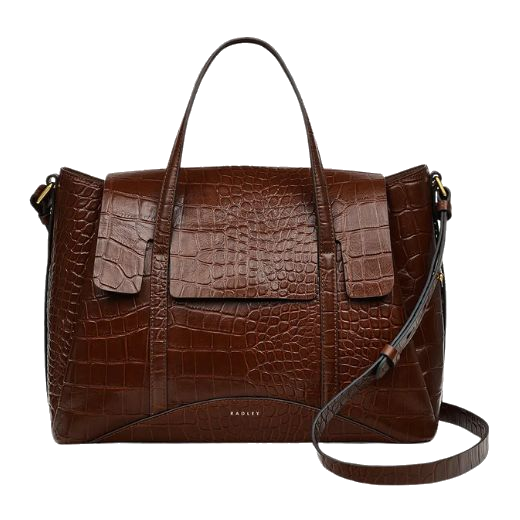 1 radley the chancery faux croc walnut brown medium flapover grab bag h2096208