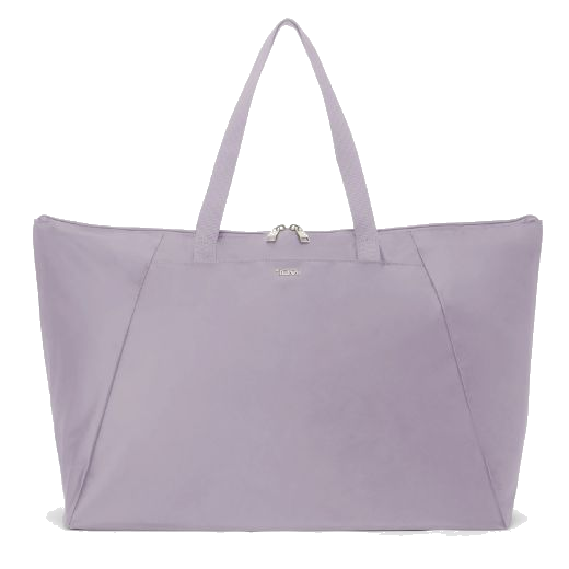 TUMI's Voyageur Lavender Just In Case Tote Bag has top handles with a dual zip fastening into the main compartment.