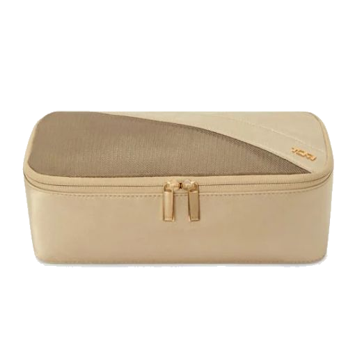 TUMI's Travel Access Small Gold Packing Cube has gold trims and comes with a dual zip.