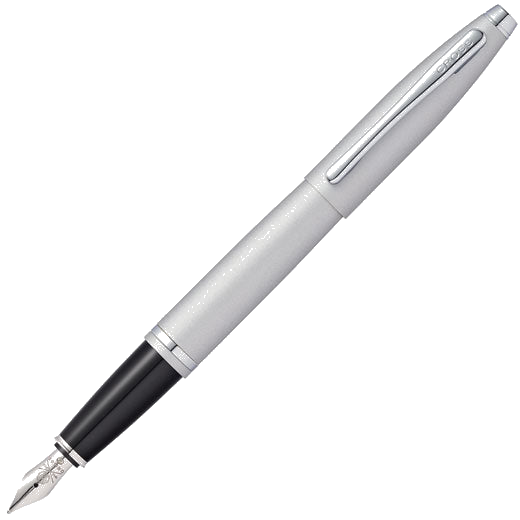 This Satin Chrome Calais Fountain Pen was designed by Cross.