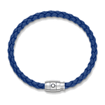 blue leather bracelet steel