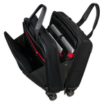 black nylon rolling tote ba