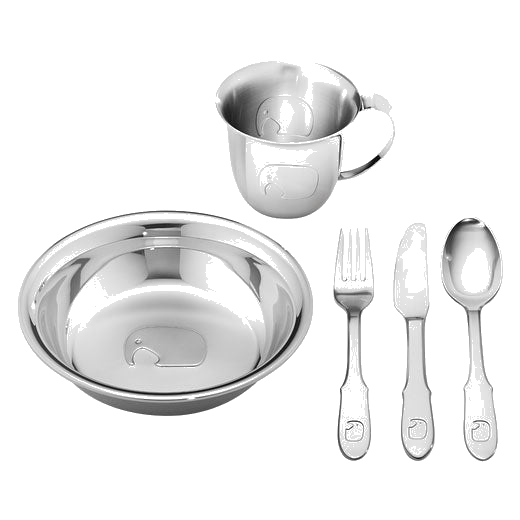 Georg Jensen Elephant stainless steel child's set.