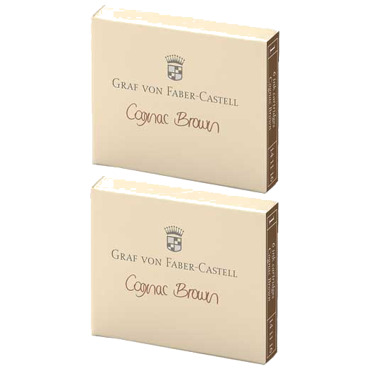 These are the Graf von Faber-Castell Cognac Brown Ink Cartridges 2 x Pack of 6.