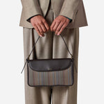 The Paul Smith Brown Leather and Multicoloured Coated Canvas Rectangular Grab Bag by Paul Smith.