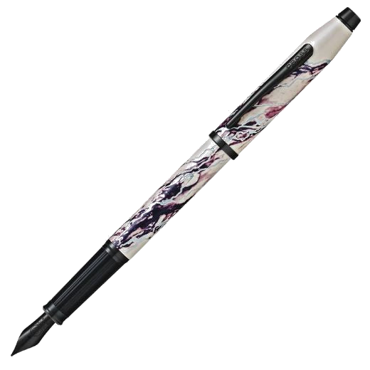 This Cross Wanderlust Everest Fountain Pen has a gorgeous barrel and cap that is inspired by the Everest mountain in shades of pink and purple with a metallic white base.