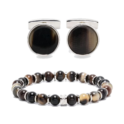 boss 50518701 01 210 brown bead bracelet cufflinks set 1