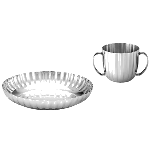 This is the Georg Jensen Stainless Steel Bernadotte saucer.