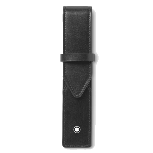 Montblanc's Meisterstück Single Black Leather Pen Pouch has the snowcap emblem on the front.