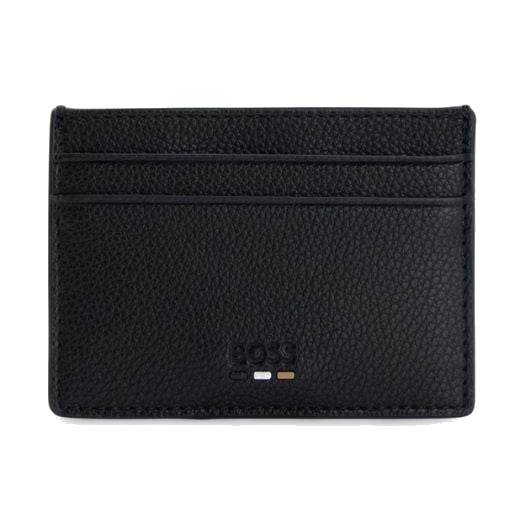 This BOSS Ray Grained Faux Leather 4CC Card Case has the brand name embossed on the front with three stripes as a dotted line underneath.