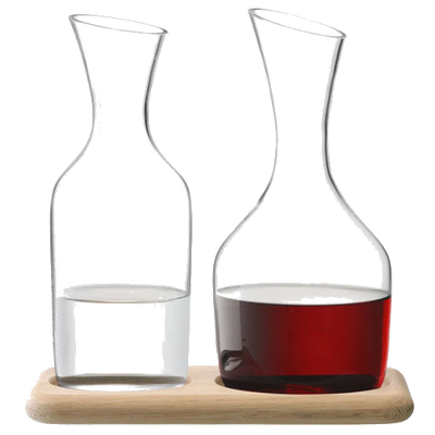 lsa signature wine water carafe set with oak base