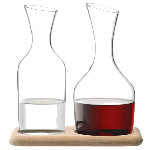 lsa signature wine water carafe set with oak base
