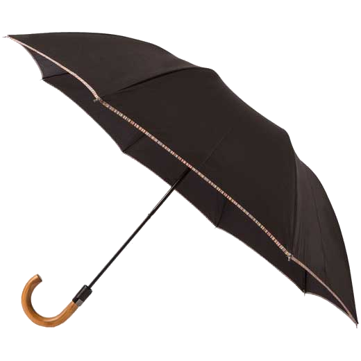 This is the Paul Smith Compact Umbrella in Black with 'Signature Stripe' Trim.