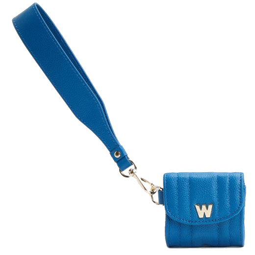 WOLF 1834's Marine Blue AirPod Case with Wristlet is fitted with a detachable strap and keyring.
