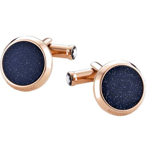 Montblanc Iconic Red Gold with glittery glass cufflinks front view.