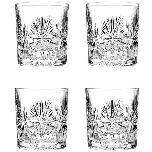 These Edinburgh Star 4 x 26cl Whisky Tumblers have been created by Royal Scot Crystal.