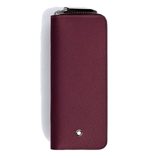 Montblanc's Sartorial Cassis Saffiano Leather 2 Pen Pouch with a zip-around closure.