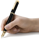 montegrappa zero black yellow gold fountain pen with 14k gold nib in hand